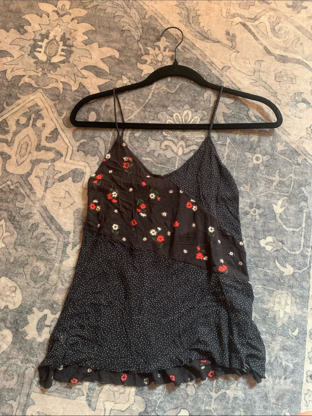Urban Outfitters Floral & Polka Dot Spaghetti Strap Cami with strappy back Y2K